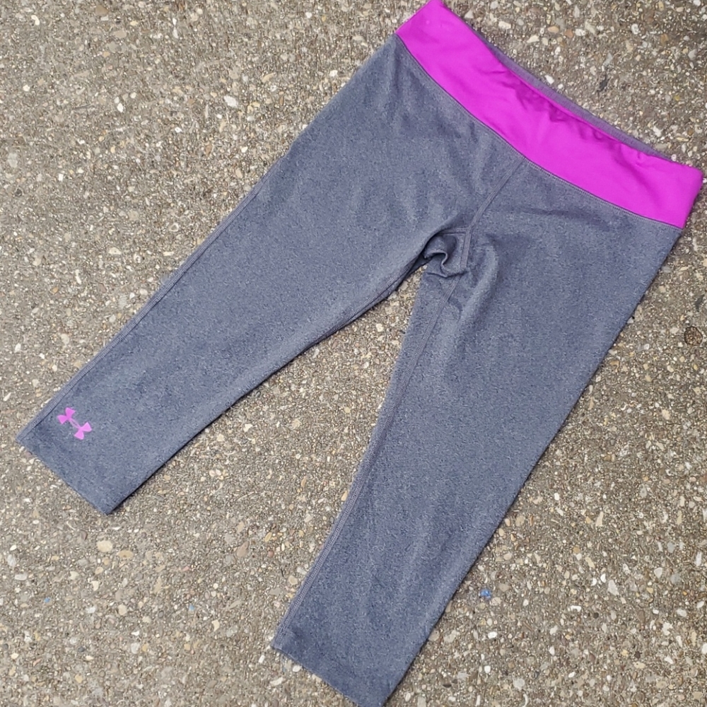 Under Armour Capri Running Tights Grey Fuchsia S
